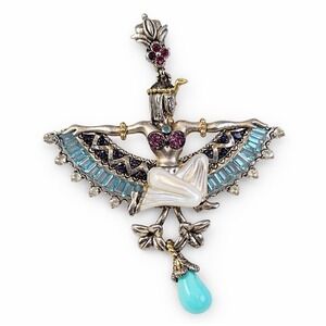 Barbara Bixby Sterling & 18K Gold Pharaoh Dancer‎ Gemstone Enhancer Pendant RARE